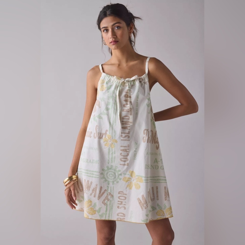 🔆 Urban Outfitters, BDG Eva Tie-Front Ruched Strap Trapeze Mini Dress NWT